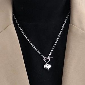 NEW 925 STERLING SILVER HEART CHAIN NECKLACE, NICE NECKLACE, CUTE NECKLACE